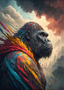 Colorful Gorilla Portrait