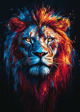 Colorful Lion Portrait