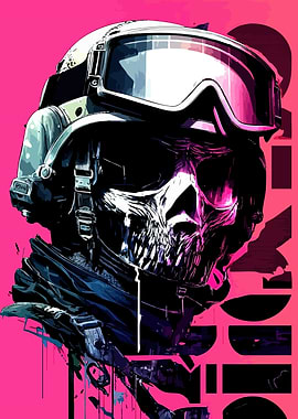 Skull Soldier with Helmet and Goggles