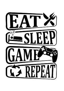 Eat Sleep Game Repeat Graphic