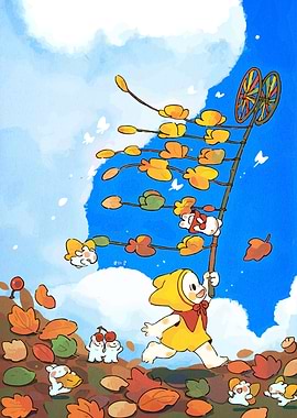 Autumn Run with Pinwheel