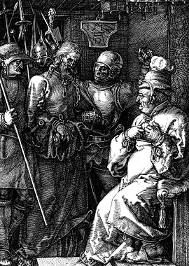 Christ Before Caiaphas Albrecht Durer Engraving
