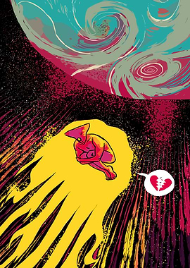 Abstract Figure with Broken Heart in Space