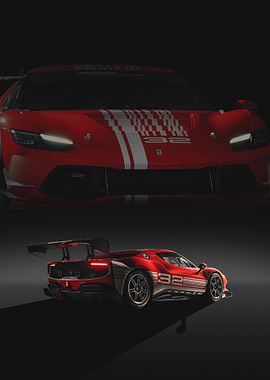 Red Ferrari 296 Challenge poster