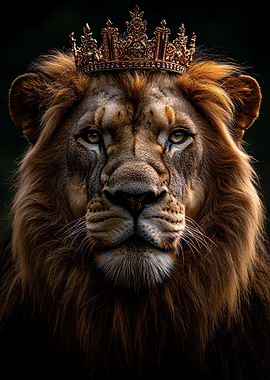 Lion King Portrait with Golden Crown
