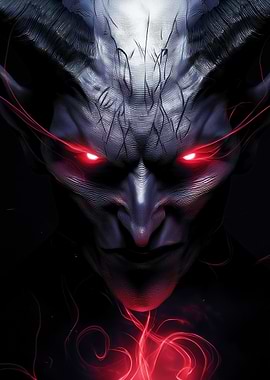 Demonic Figure with Glowing Red Eyes