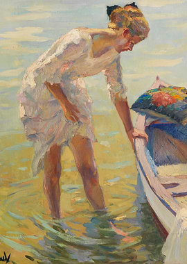 Woman and Boat by the Water