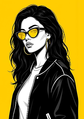 Stylish Modern Woman with Yellow Sunglasses