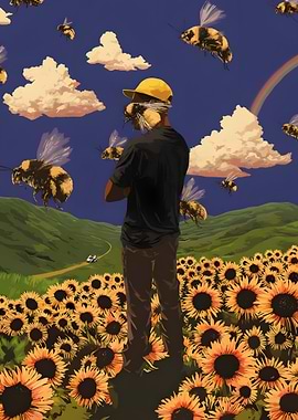 Man in Sunflower Field with Bees Tyler, the Creator - Flower Boy