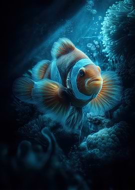 Clownfish in Deep Blue Sea