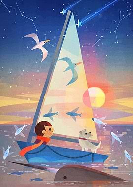 Boy, Dog, and Narwhal Sailing Adventure