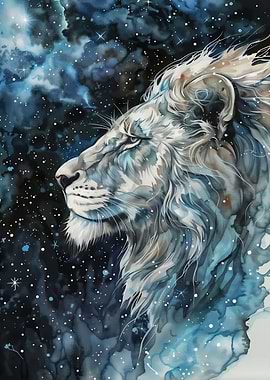 Celestial Lion Watercolor