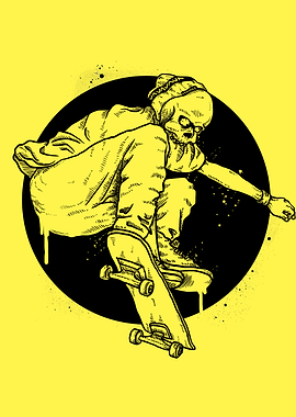 Skeleton Skateboarder in Yellow and Black