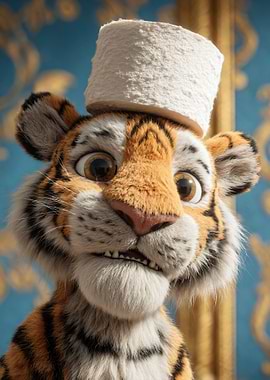 Tiger with Toilet Paper Hat