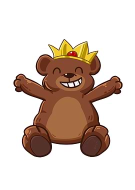 Cartoon Bear King with Crown