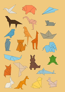 Origami Animals and Objects Pattern