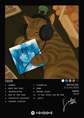 Cat with Headphones Album Cover Art