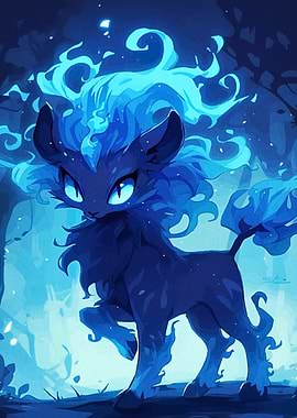 Blue Fantasy Creature in Forest