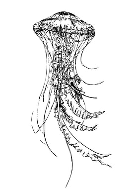 Jellyfish Black and White Illustration
