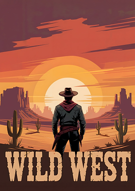 Wild West Cowboy Landscape Illustration