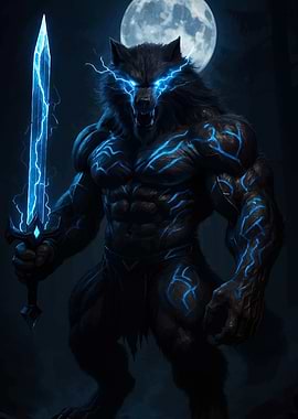 Werewolf Warrior with Electric Sword