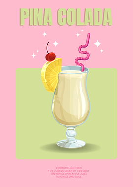 Pina Colada Cocktail Illustration