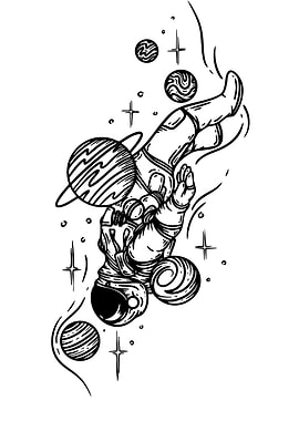 Astronaut in Space Black and White