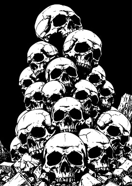 Pile of Skulls Black and White