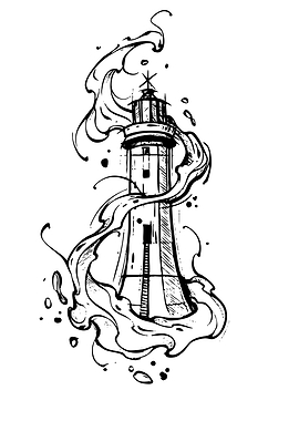 Lighthouse Surrounded by Waves Illustration