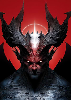 Demon with Horns and Glowing Eyes