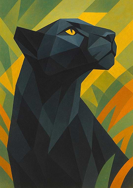 Geometric Panther Portrait