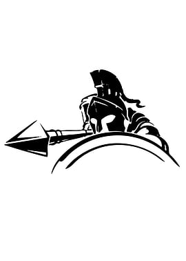 Spartan Warrior with Spear Silhouette