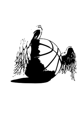 Winged Basketball Silhouette