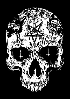 Skull with Occult and Gothic Elements