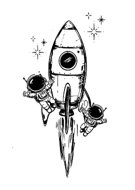 Rocket launch with astronauts in space