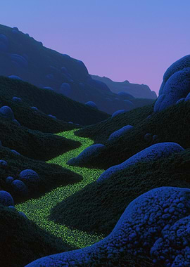 Glowing River Valley Landscape