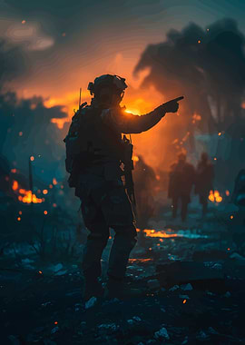 Soldier in War Zone