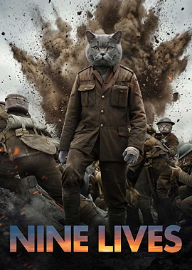 Nine Lives: Feline Military Drama Parody Movie Poster