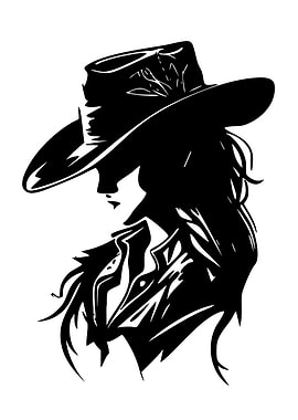 Silhouette of a Woman with Hat