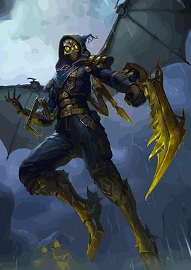 Steampunk Assassin in Flight