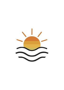 Minimalist Sunset Over Water Icon