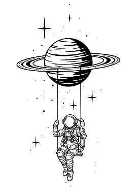 Astronaut on Swing with Planet