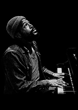 Marvin Gaye Monochrome Piano Player