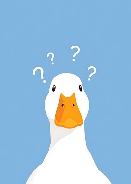 Confused Duck with Question Marks