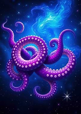 Cosmic Octopus in Starry Nebula