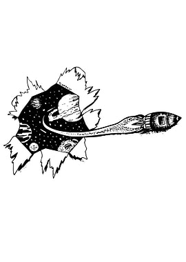 Rocket Launching Through Space Hole