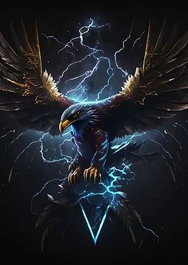 Eagle with Lightning Digital Art