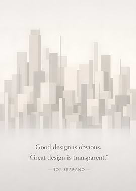 Minimalist Cityscape with Design Quote