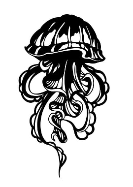 Black and White Jellyfish Illustration
