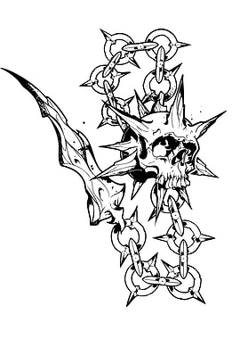 Skull with Spikes and Chains